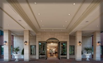View of the main entrance of the hotel at Chateau Vaudreuil