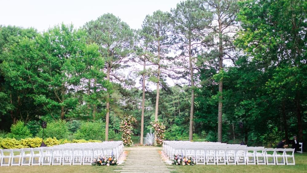 Wedding lawn with florals in nature