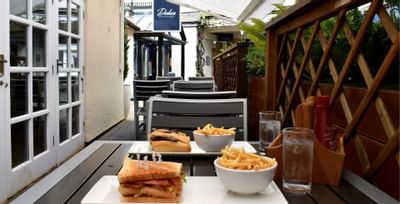 Sandwiches & French-fries in AI Fresco Dining at Villiers Hotel
