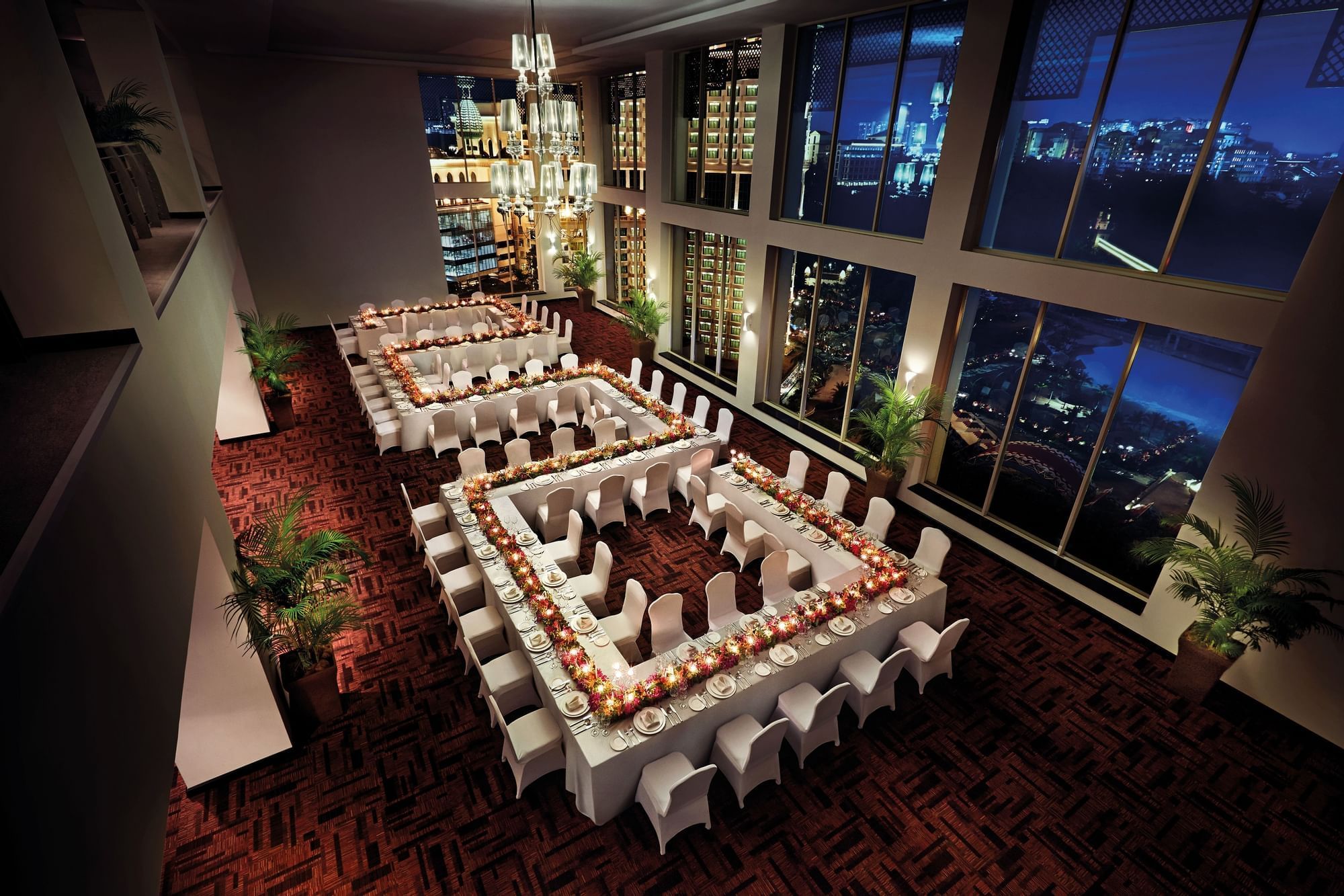Aerial view of the wedding dining set-up at Sunway Resort