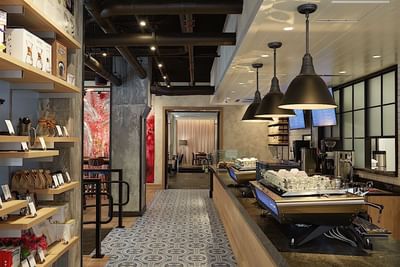 Interior of George Howell Coffee at The Godfrey Boston Hotel