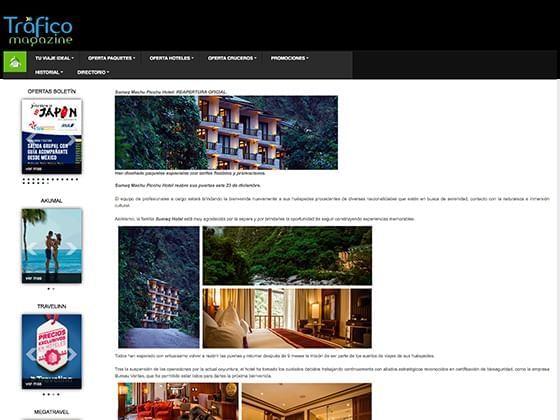 Article image published on Traffic Magazine about Hotel Sumaq
