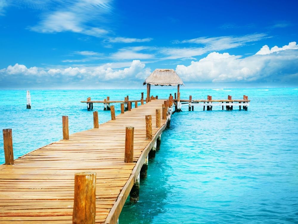 Wooden deck on a Sea, Isla Mujeres near La Colección Resorts