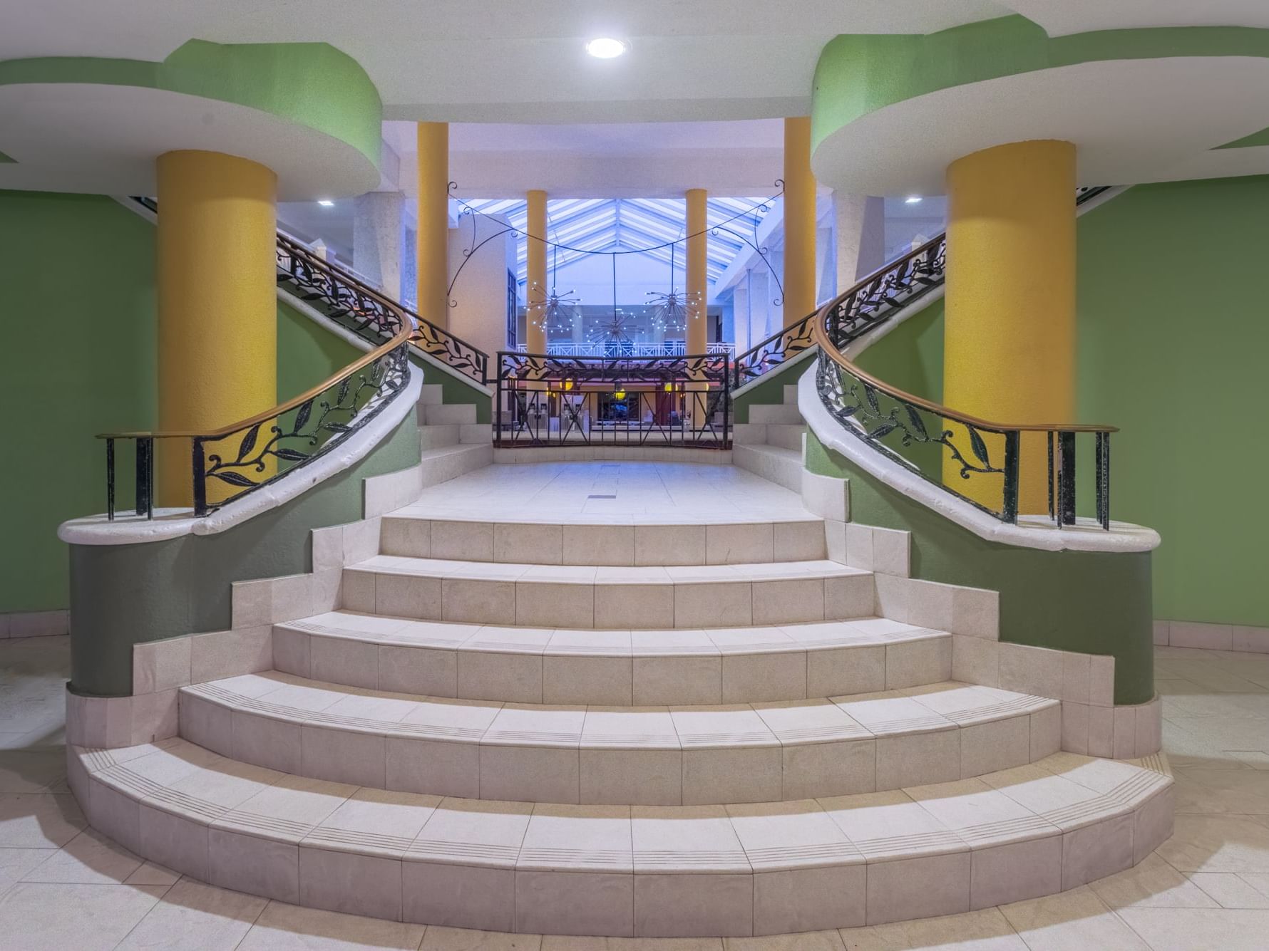 The grand stairway in the Lobby Balcony at Holiday Inn Montego Bay