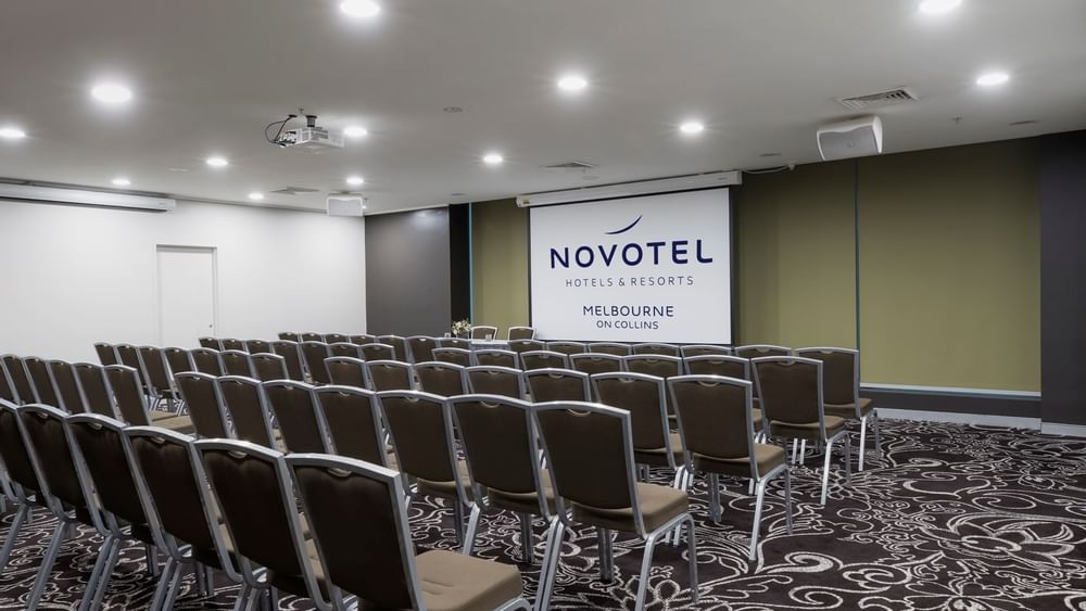 Chairs setup in Australian room 1 at Novotel Melbourne