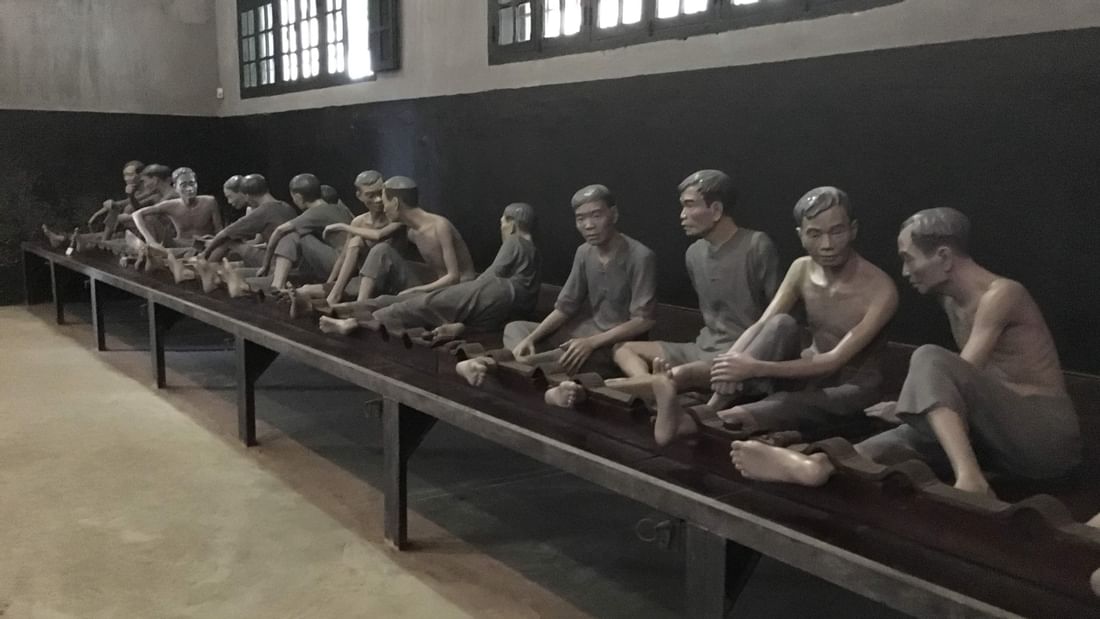 Stone figures of prisoners in Hoa Lo Prison near Sunway Hotel Hanoi