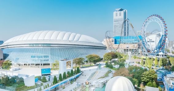 Aerial view of Tokyo Dome near Hop Inn Hotel