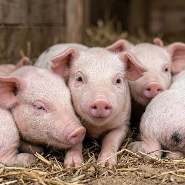Piglets resting on hay in a farm setting, illustrating Bocketts Farm: A Day Out In Surrey.