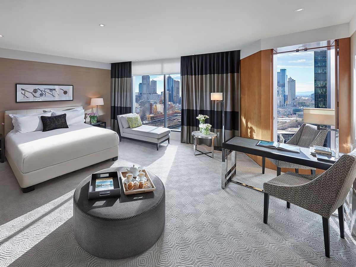 Bed & furniture in CTM Studio at Crown Towers Melbourne