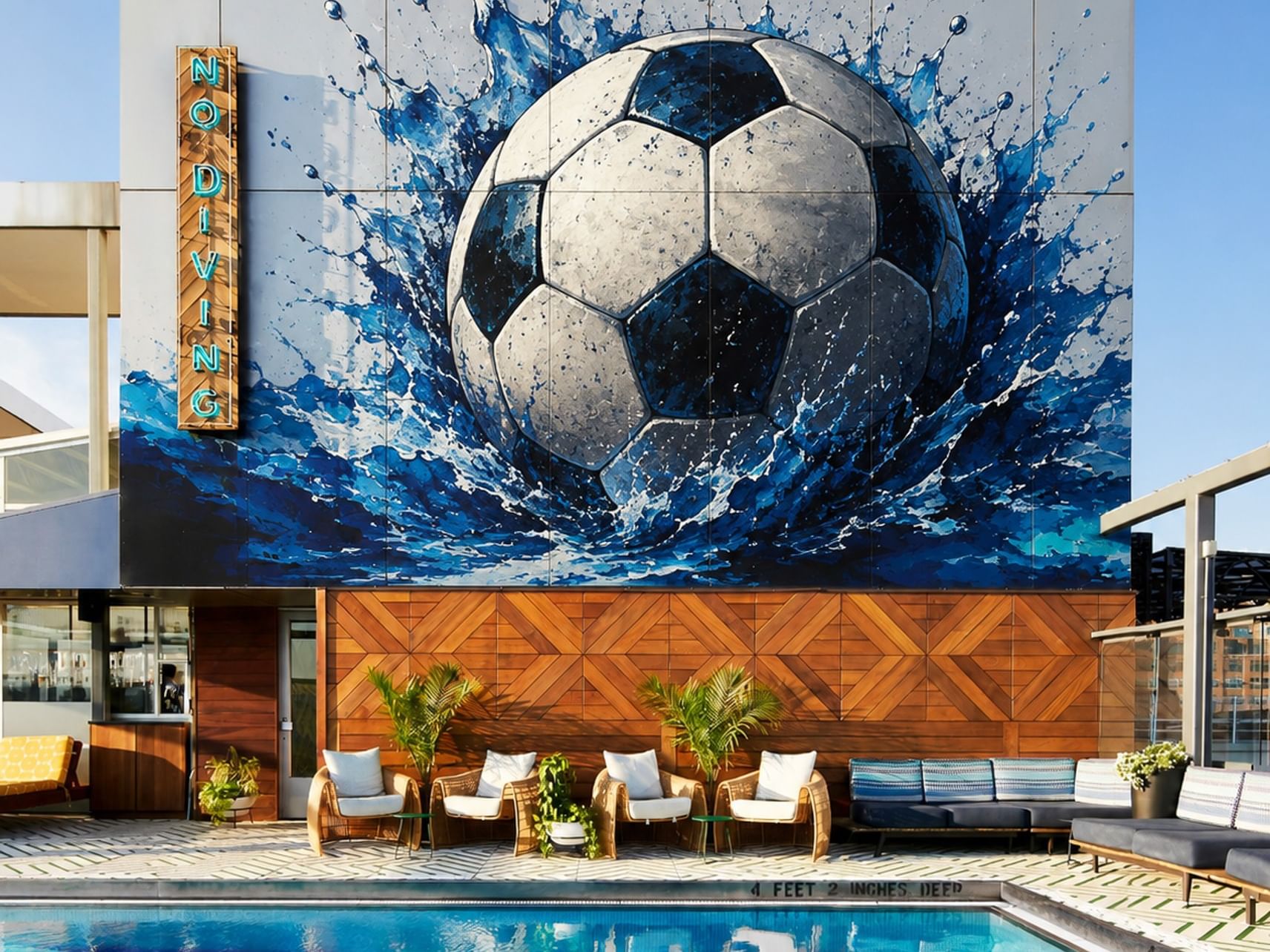 An inspiration mockup for a wall mural on Gansevoort's rooftop