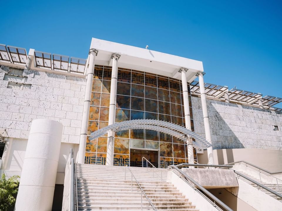 Exterior view of the entrance stairway of the Museum of Art near Las Casitas Village