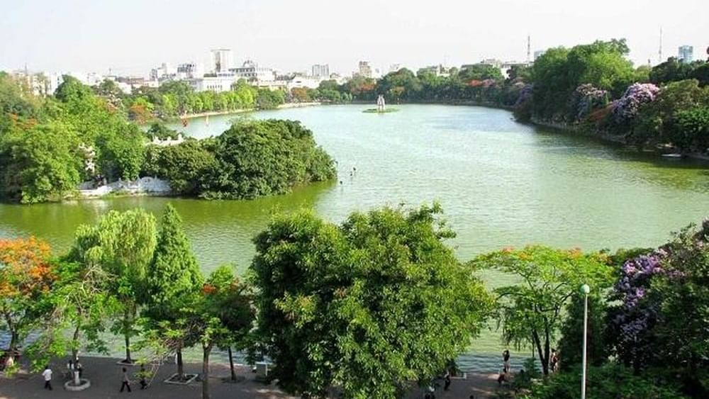 Aerial view of Hoàn Kiếm Lake & the streets near Sunway Hotel Hanoi