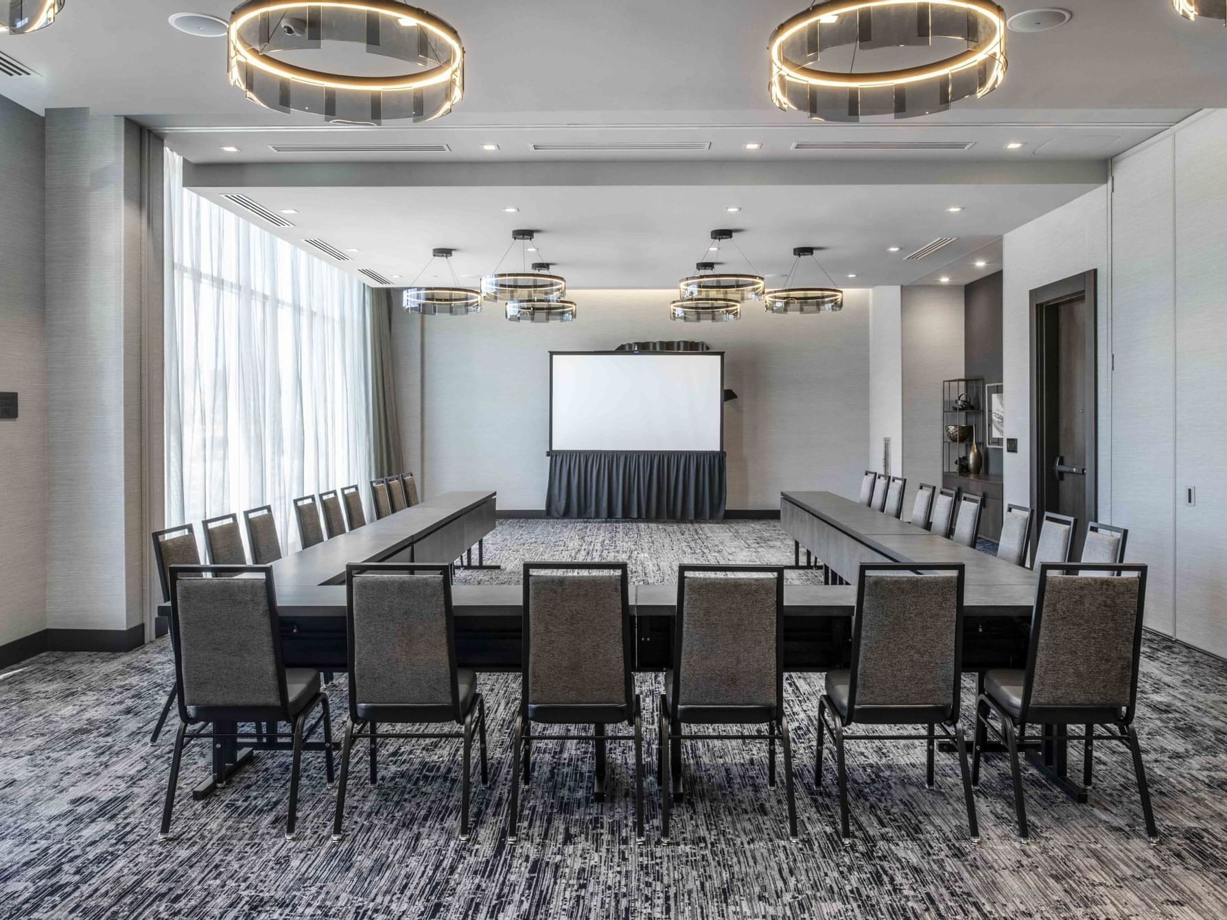 ballroom with u shaped meeting table