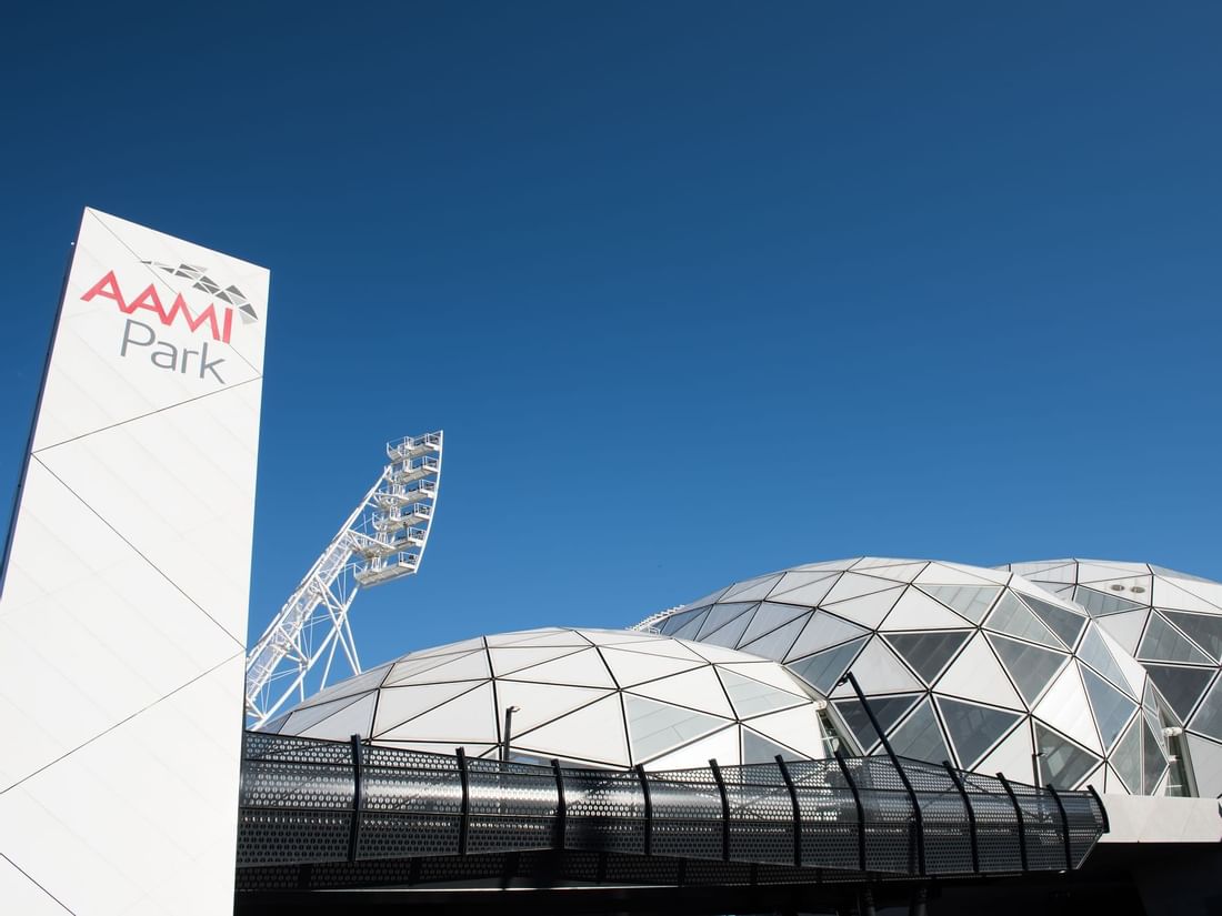 Exterior view of Aami Park near Quay West Suites Melbourne