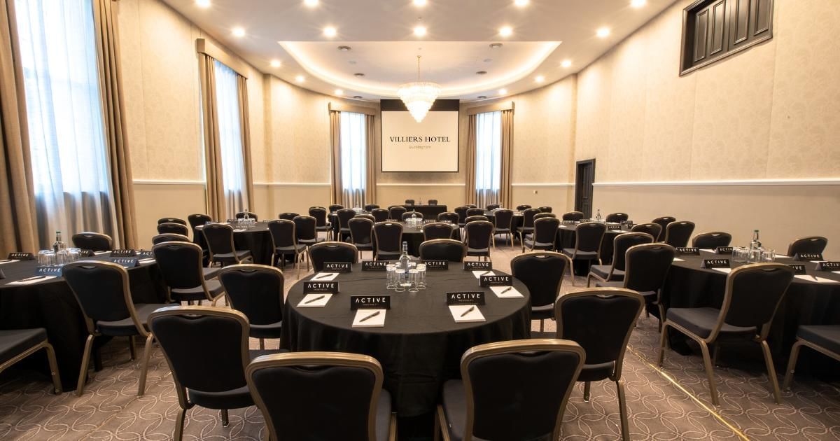 Ballroom set up for conference at Villiers Hotel, perfect for conferences in Buckingham