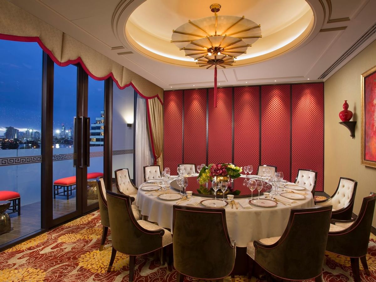 Private Dining table setup in Silks at Crown Hotel Perth
