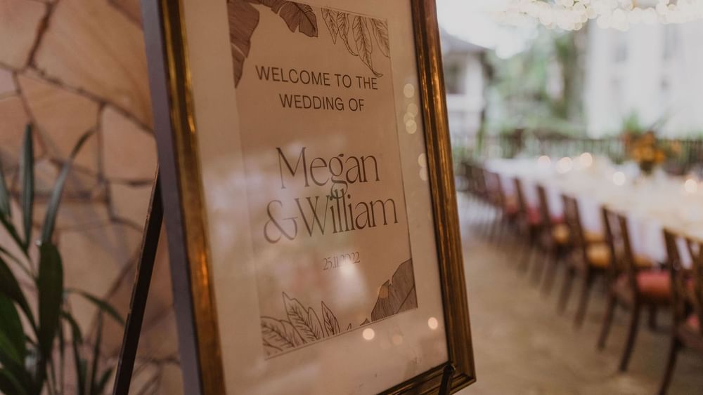 Welcome notice of wedding at Pullman Palm Cove Sea Resort