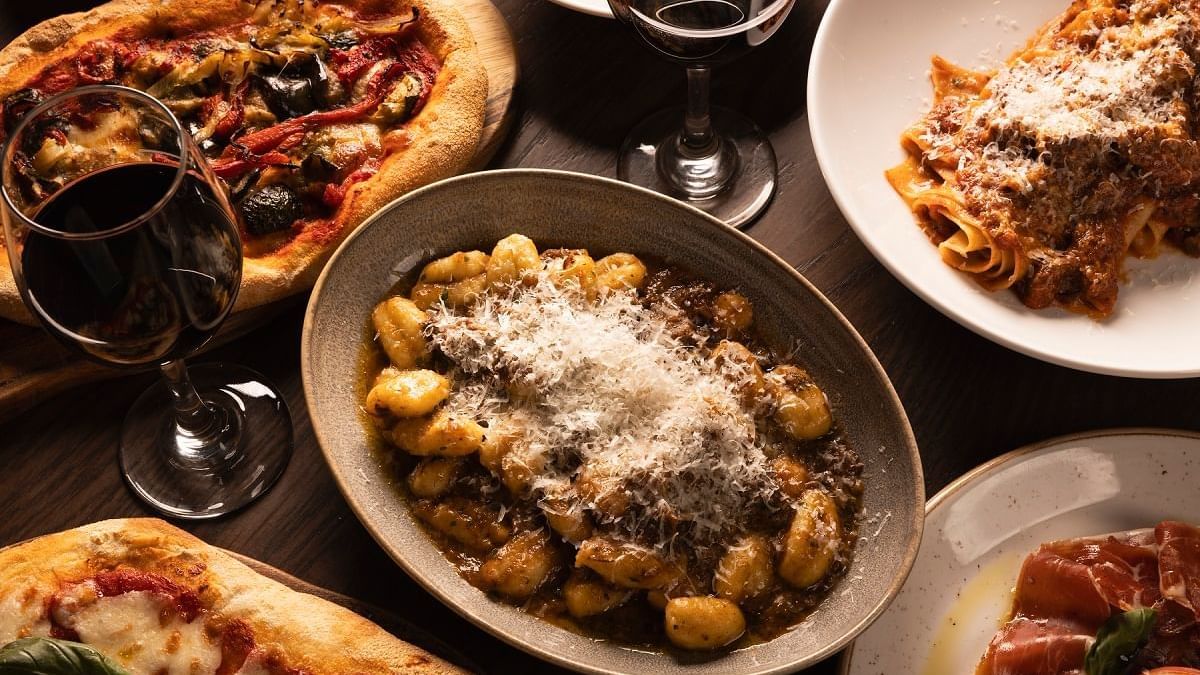Pizza, pasta, gnocchi, prosciutto and red wine served in Di Francesco Cucina at Crown Hotel Melbourne