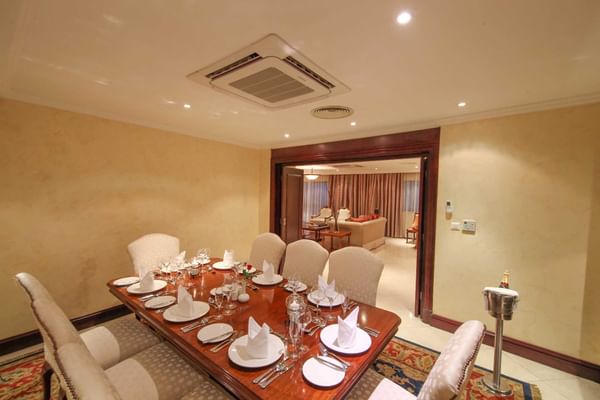 Dining area in the Presidential Suite at Kigali Serena Hotel