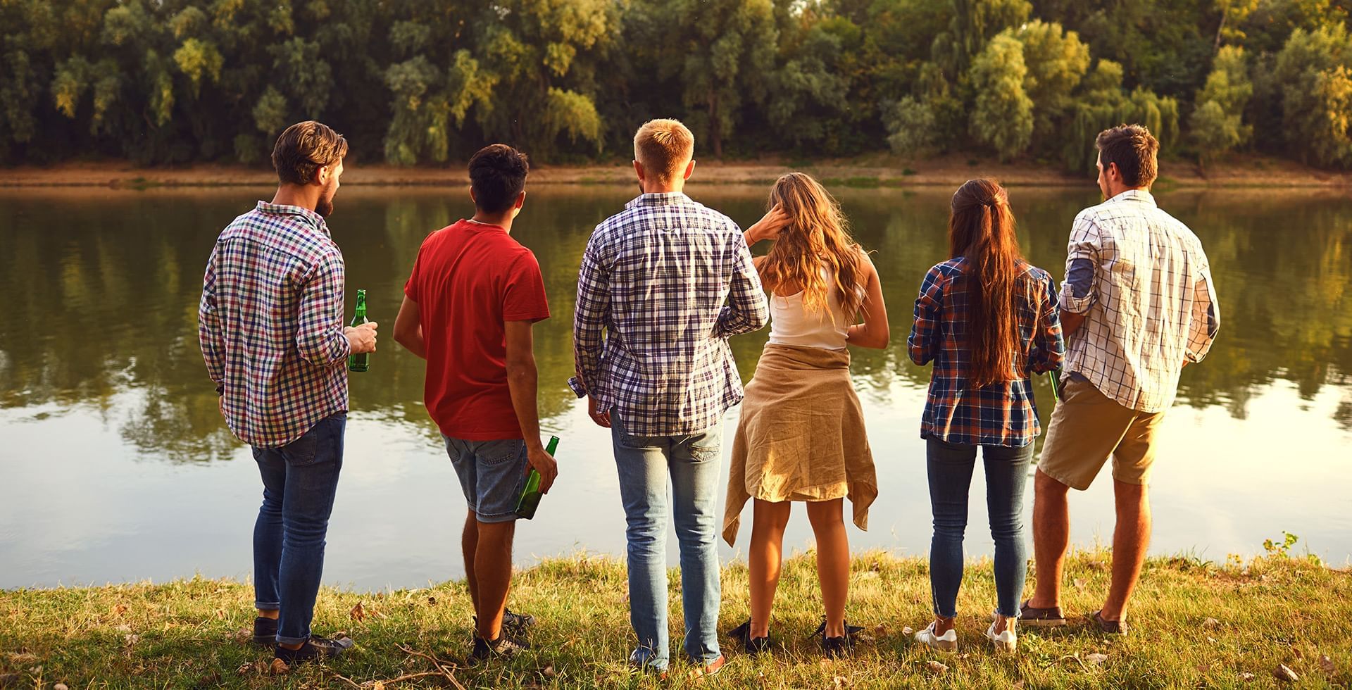 Group of friends looking at the water