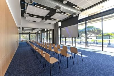 Theatre-type chair arrangement in a meeting room at Nesuto Hotels