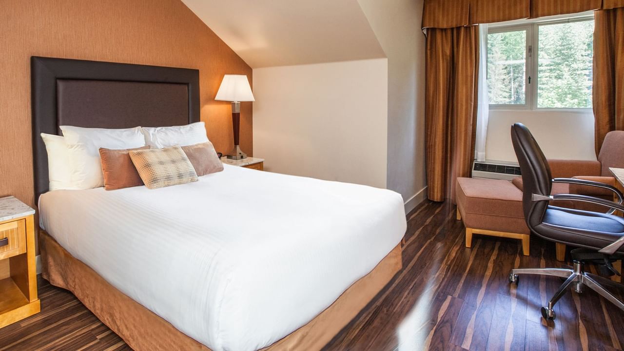 Queen bed with chair