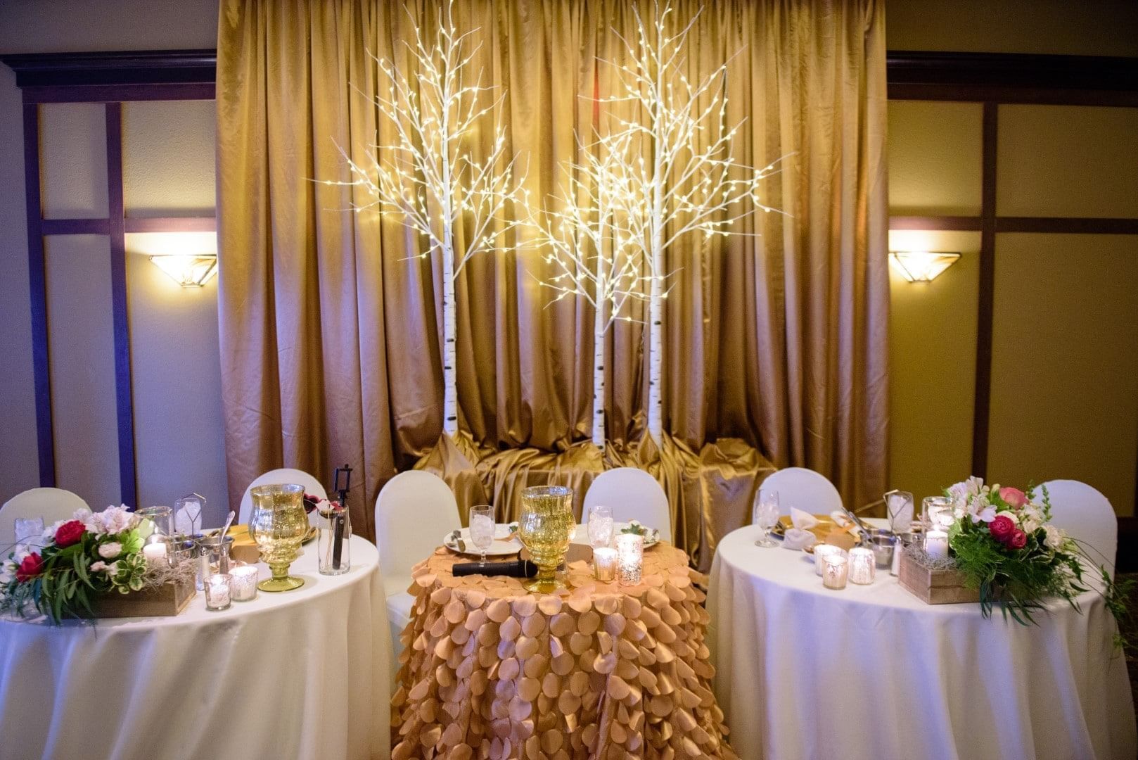 Ballroom arranged for a wedding event at Chase on The Lake
