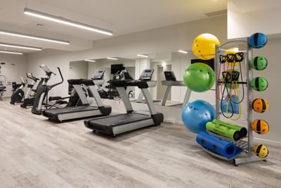 Gym with cardio machines & equipment at ReStays Ottawa