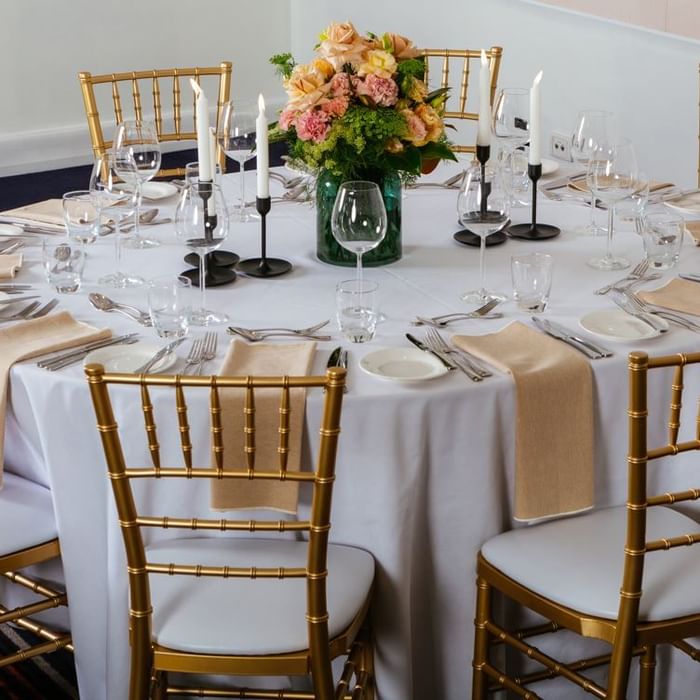Banquet table arranged for an event at Novotel Glen Waverley