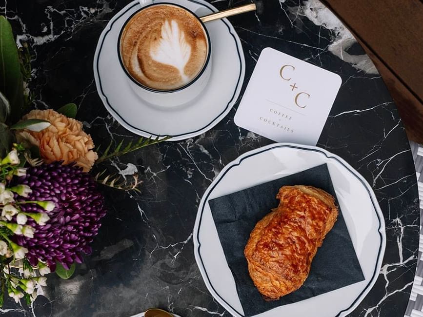 Coffee and croissant served at Gansevoort Meatpacking NYC