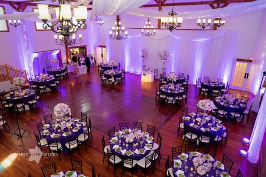 Wedding reception setup in Lodges at Gettysburg.