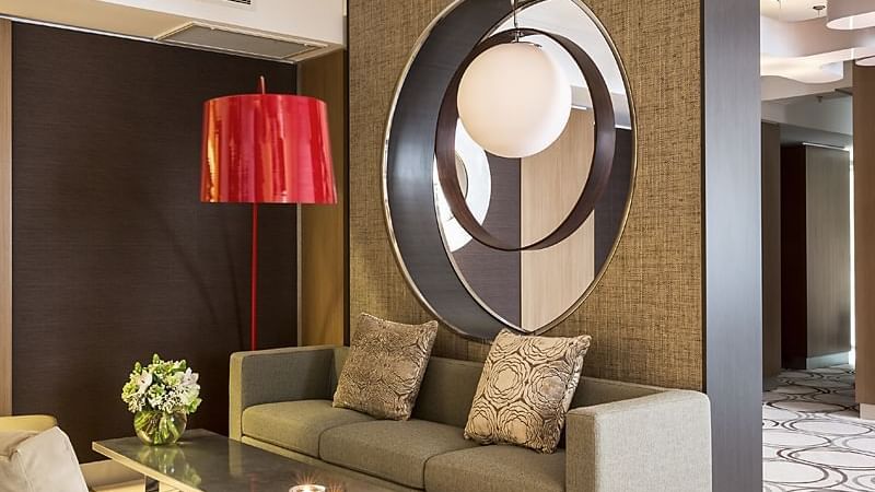 Sofa of executive lounge at Pullman albert park