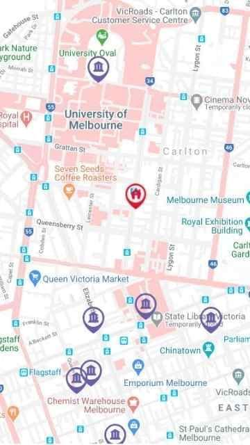 Student Living - 570 Swanston Map
