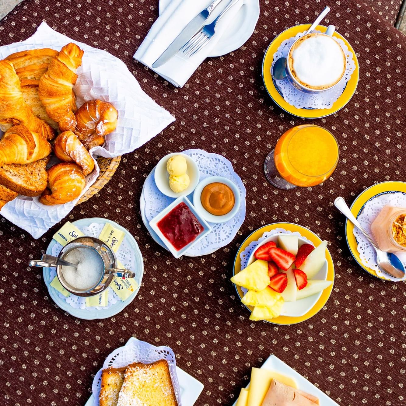 Breakfast served on a table at Las Cumbres Boutique