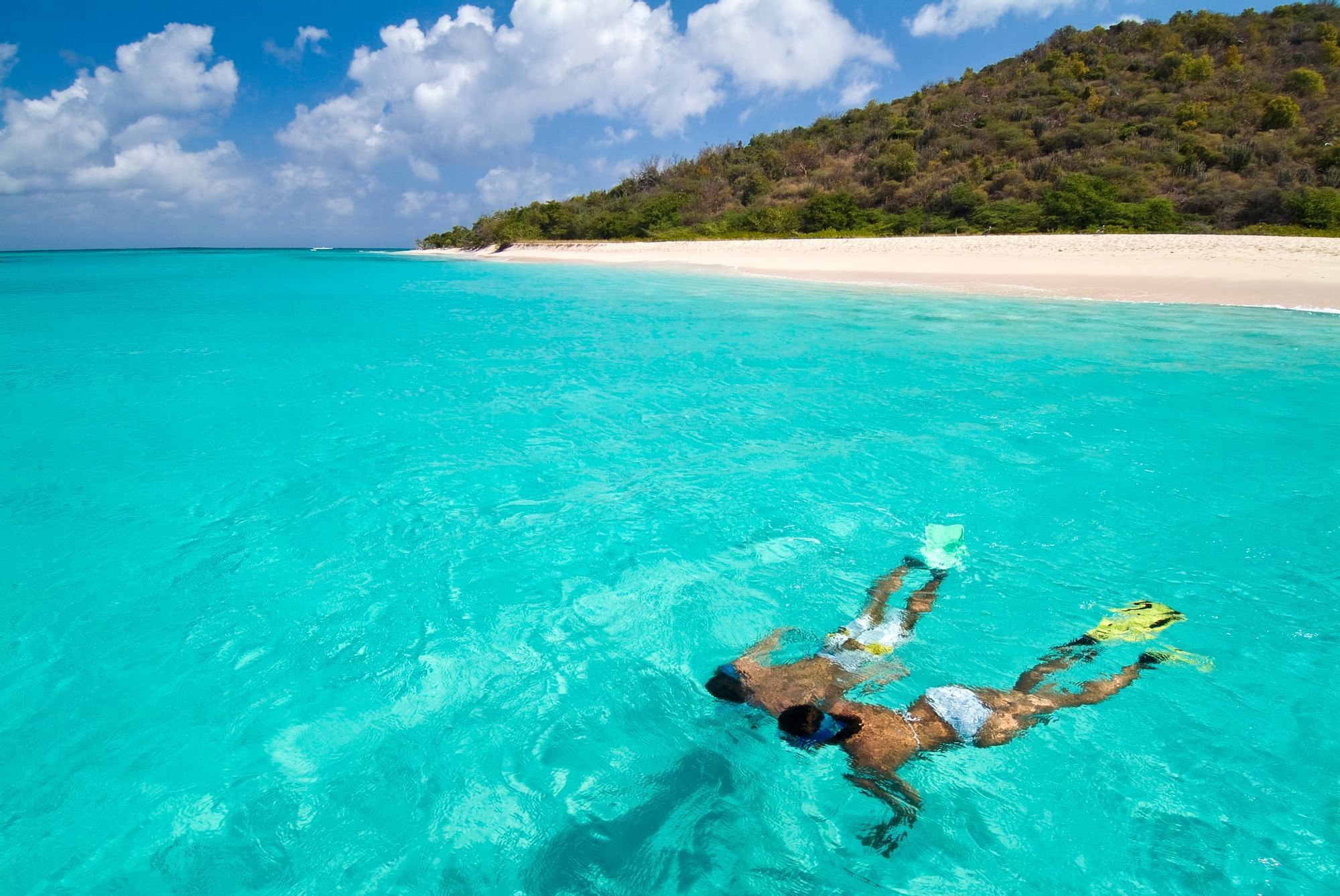 A couple snorkeling at Buck Island near The Buccaneer Resort St. Croix