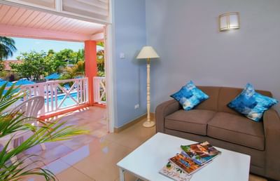 Sitting area with balcony in One Bedroom Garden Pool View at Dover Beach Hotel