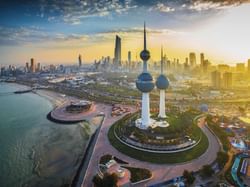 Aerial view of the Kuwait Towers near Symphony Style