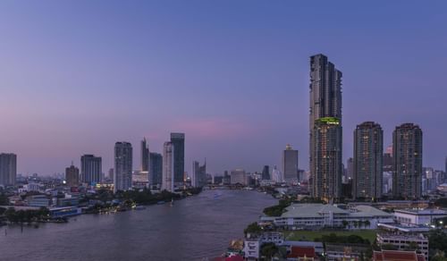 City view near Chatrium Hotels & Residences at dusk