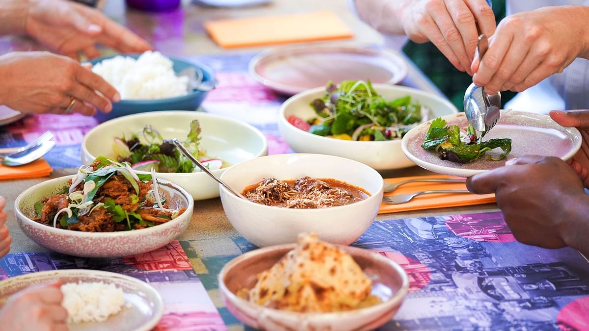 Close-up of served dishes in Ging Thai at Crown Hotel Melbourne