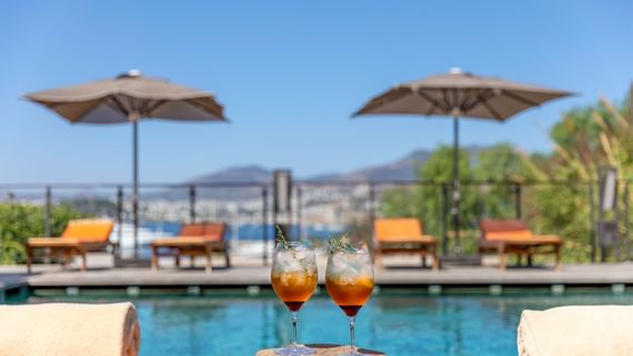 Close up of Two glasses in Coco Bar at Senses Hotel