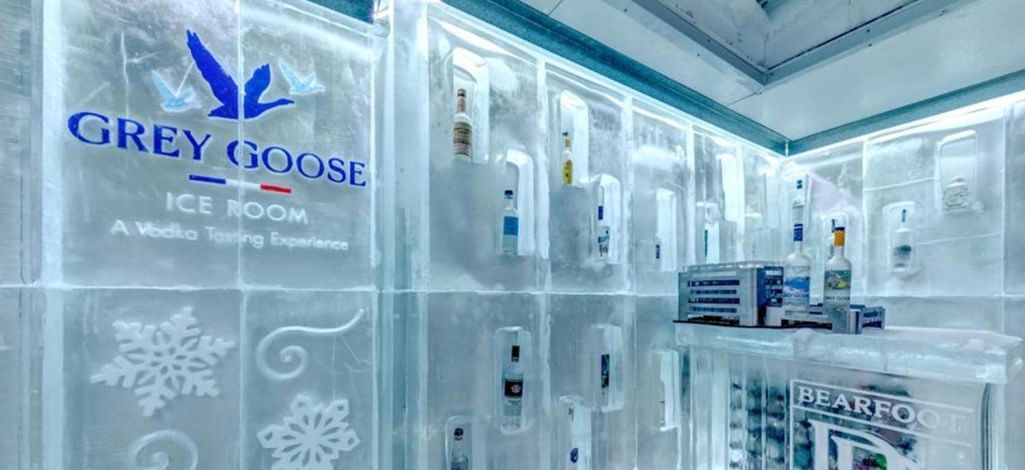 Interior of Grey Goose Ice Room vodka tasting experience at Bearfoot Bistro
