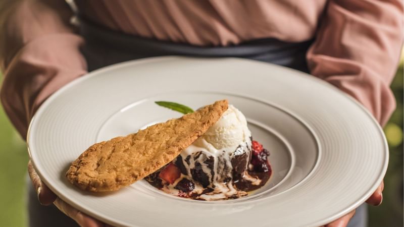 Close up on a dessert served in Gelatissimo at Novotel Sydney