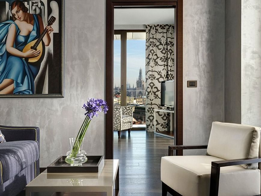 Interior of the living room in Executive Suite at Uptown Palace