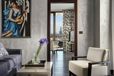 Interior of the living room in Executive Suite at Uptown Palace