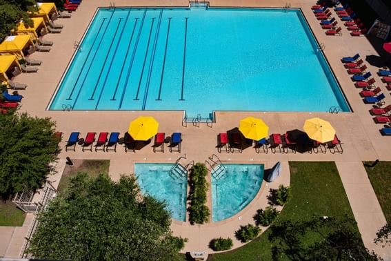 Aerial view of the pool at NCED Hotel and Conference Center