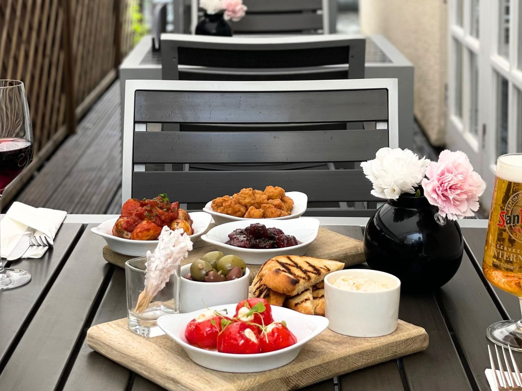 Tapas on the terrace at Villiers Hotel, Buckingham