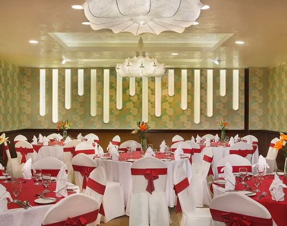 Banquet table setup in Banquet Hall at Al Hamra Abu Dhabi