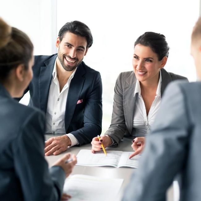 People having a team meeting