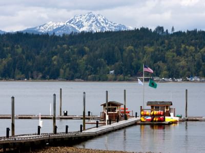 Dock with mountain view near Alderbrook Resort & Spa