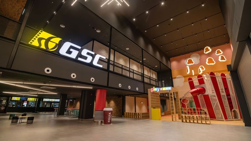 Interior of the Golden Screen Cinema with a kids play area at Sunway Hotel Big Box